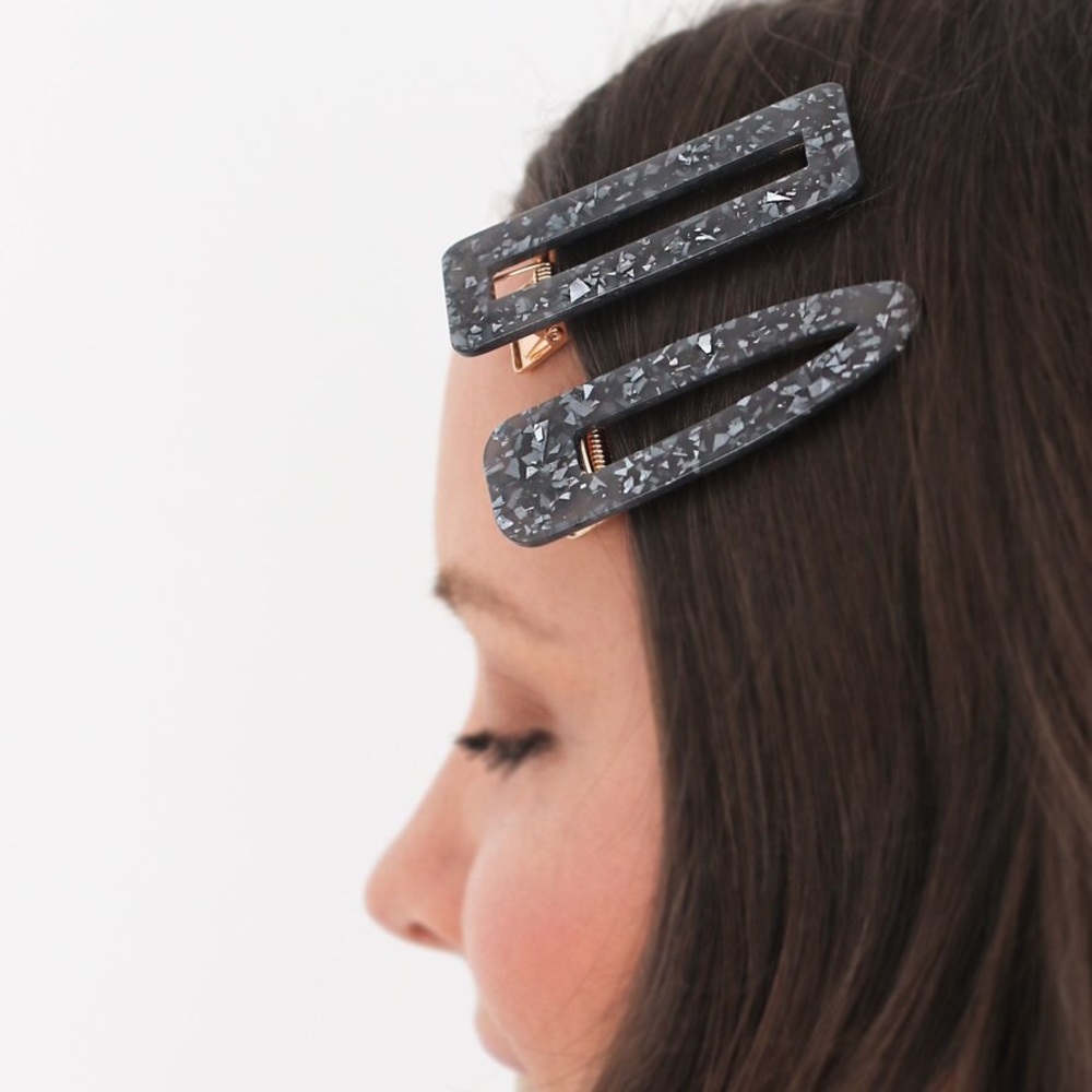 Black Hair Clips Set | Barrettes, Hair Accessories